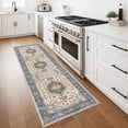 thumbnail image 2 of GLATTICE Runner Rug 2x7 Ivory Blue Vintage Floral Rug Boho Rug Runner Non-Slip Washable Kitchen Runner Soft Printed Retro Flower Carpet Runner for Bedroom Laundry Entryway, 2 of 7