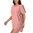 thumbnail image 2 of Rateoe Houndstooth With Red And White Pattern Women's Short-Sleeved Pajama Set - 2 Piece Soft and Lightweight Sleepwear Set-3X-Large, 2 of 7