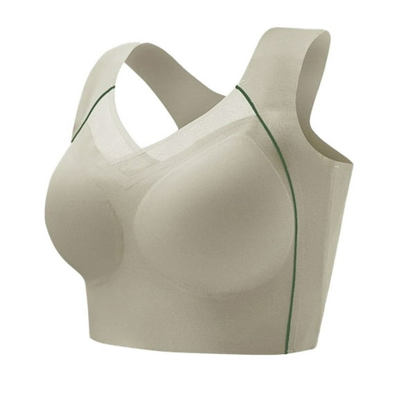 KHONTS,Women's Push up Full Coverage Bra Seamless Wireless Sports Racerback Bra Comfortable Breathable Yoga Padded Bralettes Green XXXXL