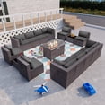 thumbnail image 2 of Gotland 15 Pieces Outdoor Patio Furniture Set with Propane Fire Pit Table Outdoor Sectional Sofa, 2 of 7