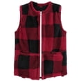 thumbnail image 4 of WAGUTH Women's Buffalo Plaid Fleece Vest Sleeveless Zip Up Soft Lightweight Jacket with Pockets Fall Winter Casual Outwear Vest,XXL, 4 of 6