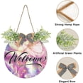 thumbnail image 2 of Coolnut Welcome1 Pink Butterfly Welcome Sign for Front Door, Rustic Wooden Wall Sign with Artificial Leaves for Home Farmhouse Porch, 12" Round Home Decor, 2 of 7