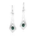 thumbnail image 3 of Ornate Marcasite & Oval Green Turquoise Inlay Sterling Silver Dangle Earrings, 3 of 5