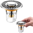 thumbnail image 2 of Upgraded 3 in 1 Bathroom Sink Drain Strainer,Pop Up Stopper Tub Stopper Shower Drain Hair Catcher with Strainer,Universal Sink Plug,Bathroom Bathtub Plug & Drain Protector Fit 1.25''-2.36'' Basin, 2 of 6
