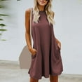 thumbnail image 1 of Robe d'Été pour Femmes 2024 Mode Grande Taille Printemps et Col Suspendu Jupe Grand Dos Robe Sans Manches Col Rond 50 % de Réduction!, 1 of 9