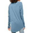 thumbnail image 4 of BXINGOHAI Women's Thumb Hole T-Shirt Loose Fit Tops Long Sleeve Crewneck Blouse Basic Solid Shirts Casual Fashion Tunic Tees Under $10 Blue,XXL, 4 of 6