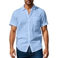thumbnail image 5 of Men's Casual Linen T-Shirt Turndown Collar Solid Color Breathable Sports Top, 5 of 8