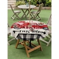 thumbnail image 3 of Outdoor Tablecloth with Umbrella Hole and Zipper, Valentine's Day Round Table Cloth 54 Inch Waterproof Tablecloth, Red Truck Loves Buffalo Plaid Romantic Beige Picnic Table Cover for Patio Camping, 3 of 7