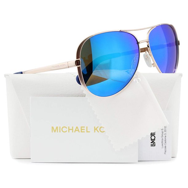 Michael Kors MK5004 Chelsea Aviator Sunglasses Rose Gold w Blue Mirror 1003 25 MK 5004 100325 59mm Authentic