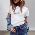 thumbnail image 2 of Smile Letter Graphic Tees for Women 2026 Summer Casual Short Sleeve Crewneck Mental Health Shirt Inspirational T Shirts, 2 of 4