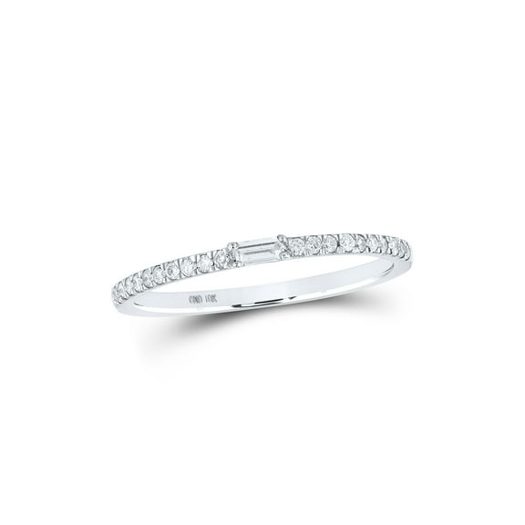 Diamond Queen 10kt White Gold Womens Baguette Diamond Band Ring 1/6 Cttw