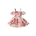 thumbnail image 2 of Bagilaanoe Toddler Baby Girl Summer Dress Off Shoulder A-line Dresses 18M 24M 3T 4T 5T 6T Kid Floral Print Swing Sundress, 2 of 8