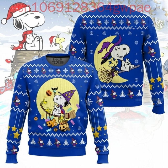 Suéteres feos navideños de Charlie Brown y Snoopy Suéteres feos navideños con estampado 3D de Disney Suéteres casuales de moda para hombres y mujeres