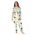 thumbnail image 2 of FORMRS Onesies Pajama for Adults Unisex Hoodie Winter Jumpsuit One Piece Sleepwear, Sizes S-2XL, Small Black Flowers, 2 of 7