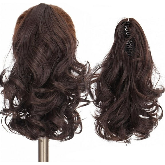 Aorsher Claw Clip in Ponytail Extension, 12 Inch Short Ponytail Hair Exntesions Curly Pony Tails Thick Hairpiece for Women Daily Use