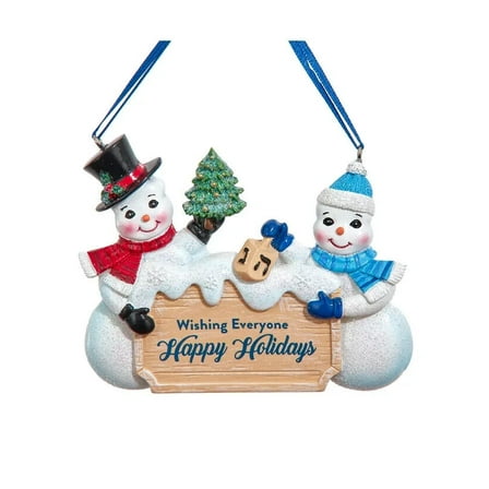 HANUKKAH & CHRISTMAS SNOWMEN "Happy Holidays" Ornament by Kurt Adler