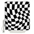 thumbnail image 2 of Black and White Checkered Waterproof Fabric Shower Curtain, Modern Irregular Geometric Shower Curtain for Bathroom Curtains Bathtubs Hotel Washable Shower Curtains with 12 Hooks Stall 54x78in, 2 of 6