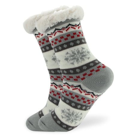 snowflake fleece socks lining slipper highs knee knit stockings thick winter christmas