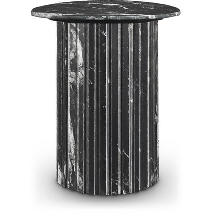 Pemberly Row Contemporary Black Marble End Table - 18"W x 18"D x 20"H