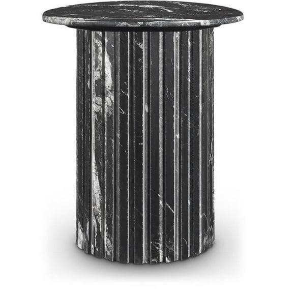 Pemberly Row Contemporary Black Marble End Table - 18"W x 18"D x 20"H