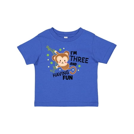 

Inktastic I m Three and Having Fun with Monkey Gift Toddler Boy or Toddler Girl T-Shirt