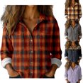 thumbnail image 2 of Xunmmm Button Down Shirts For Women Patchwork Pullover Plaid Printed Casual Long Sleeve Shirt Womens Blouses Navy M, 2 of 8