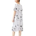 thumbnail image 3 of Women's Linen Midi Dress Boho Floral Print Knee Length Casual Sun Dresses with Pockets White 2XL, 3 of 5