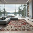 thumbnail image 2 of ODIKA 8'x10' Washable Area Rug Non-Shedding, Easy Care, Vintage Medallion Oriental Distressed Southwestern Floral Border for King Size Bedroom Under Bed, Master Suite, 2 of 7