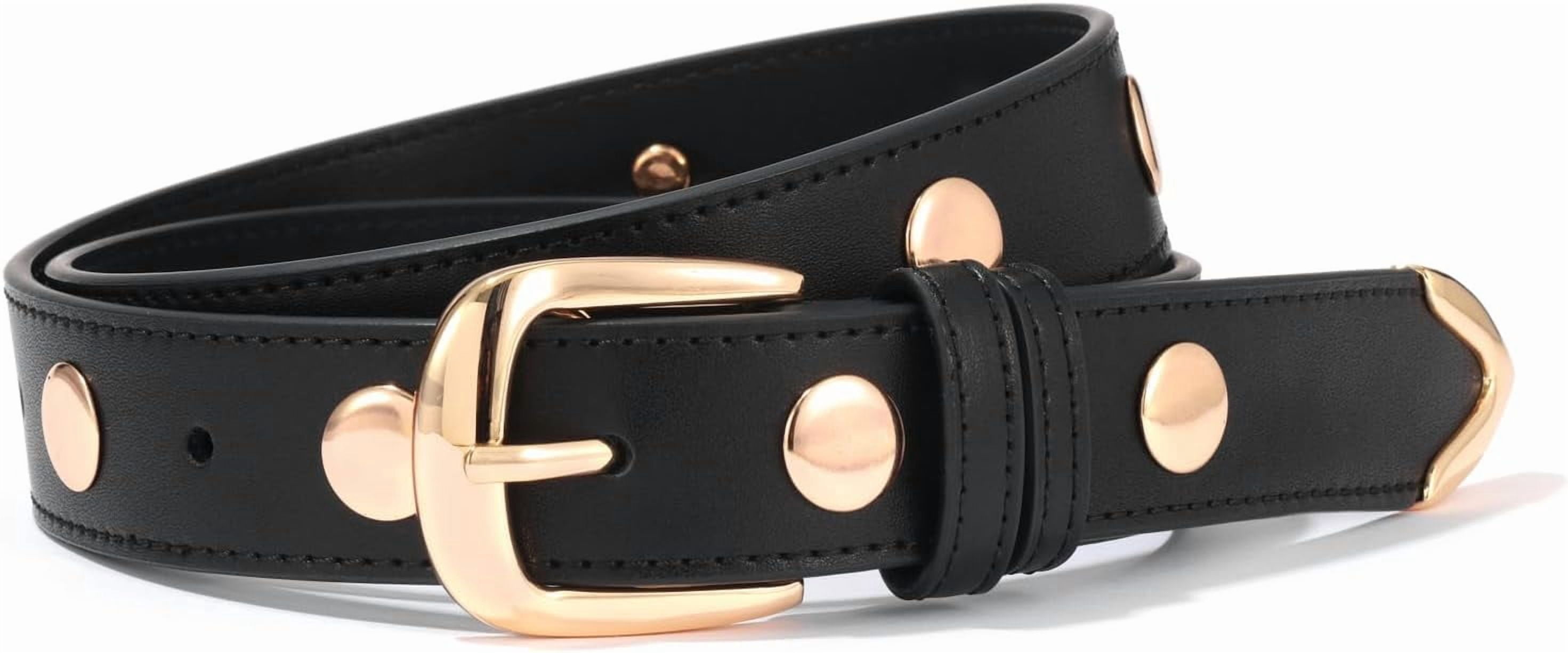 Dangerous Threads Studded Belt - Black PVC, 1.5" Wide, Pyramid Studs, Punk/Goth Style (S-M-L-XL)