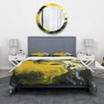 thumbnail image 2 of Designart 'Hand Painted Acrylic Marble with Yellow and Black' Modern & Contemporary Duvet Cover Set, 2 of 4