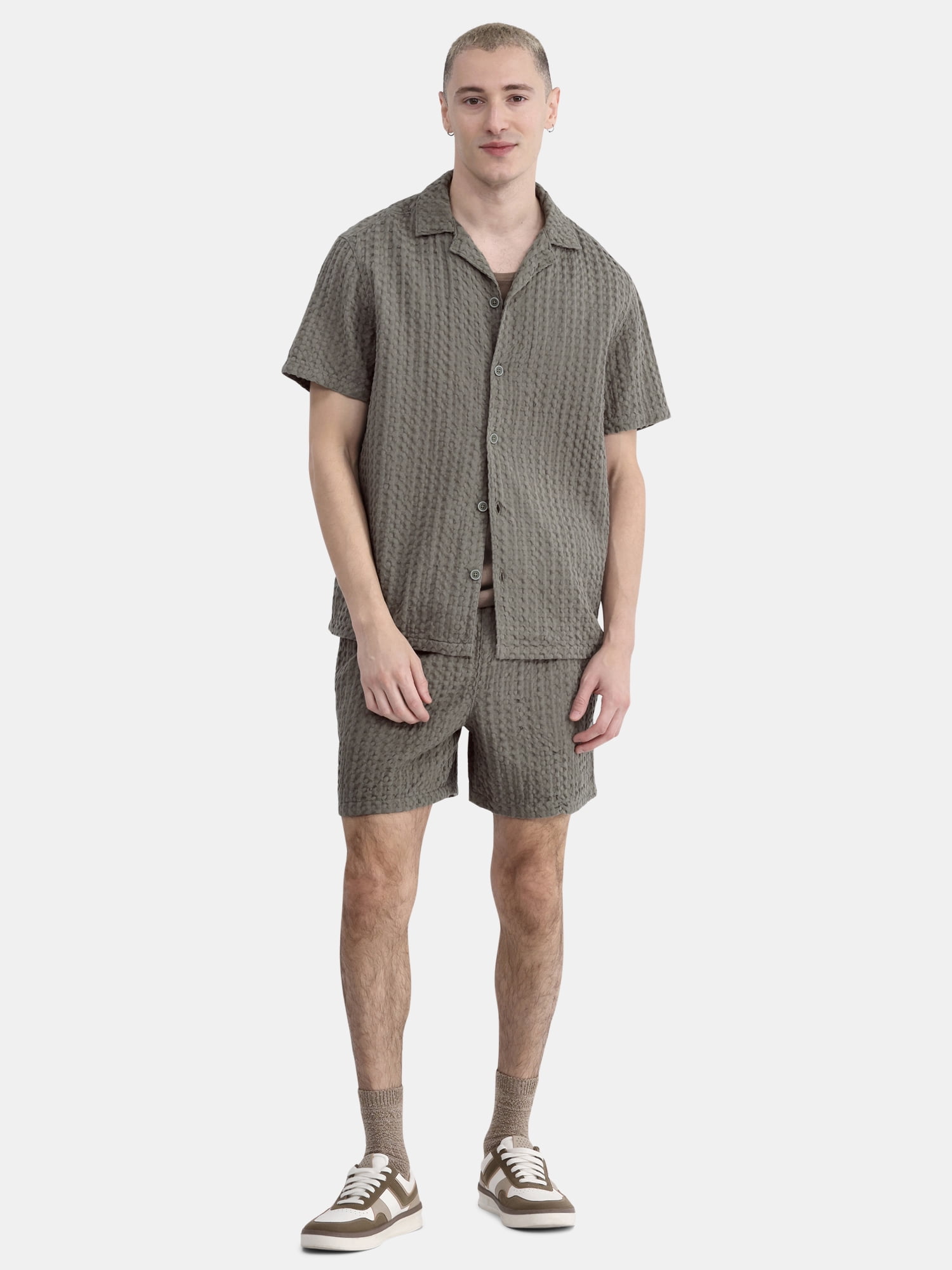 No Boundaries Men's & Big Men's Waffle Textured Pull On 6" Shorts, Sizes XS-5XL