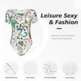 thumbnail image 6 of Daiia Fairy Flower print Women's Crew Neck Short Sleeve Bodysuit Fashion Tops Fit Casual Basic Extender Bodysuit-X-Large, 6 of 9
