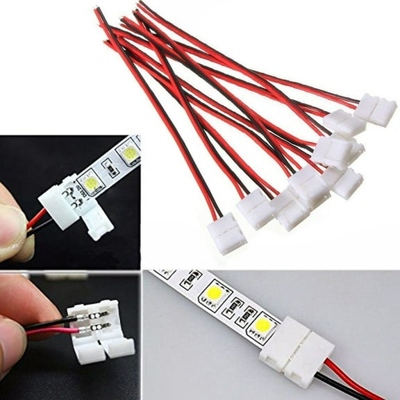 10pcs Wire Solderless Snap Down Strip Connector For 8mm Wide 3528 2835 Single Co