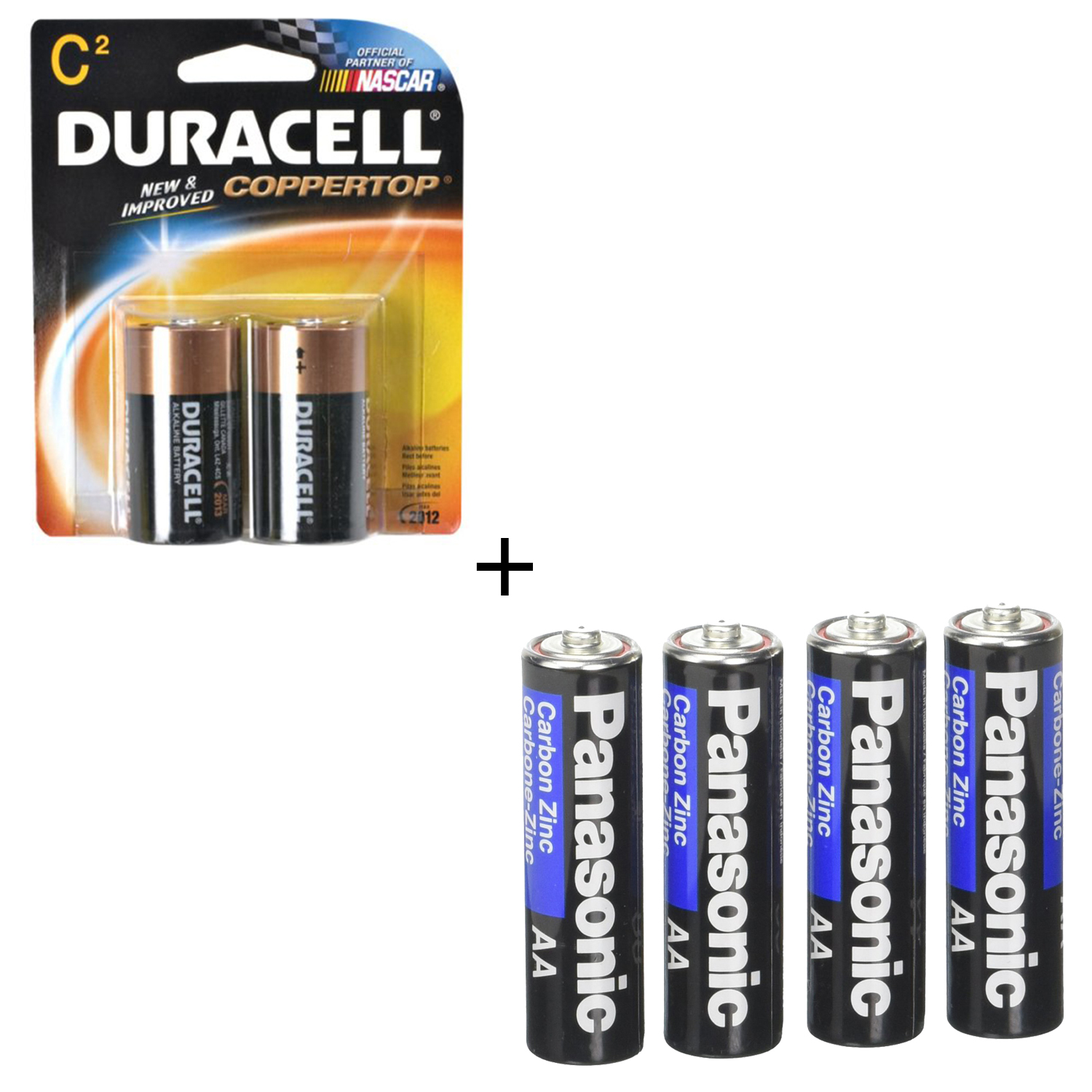 Panasonic Heavy Duty AA Battery 4 Pack + Duracell Batteries / 2 C