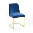 thumbnail image 2 of Modway Amplify Sled Base Performance Velvet Dining Side Chair in Gold Navy, 2 of 8