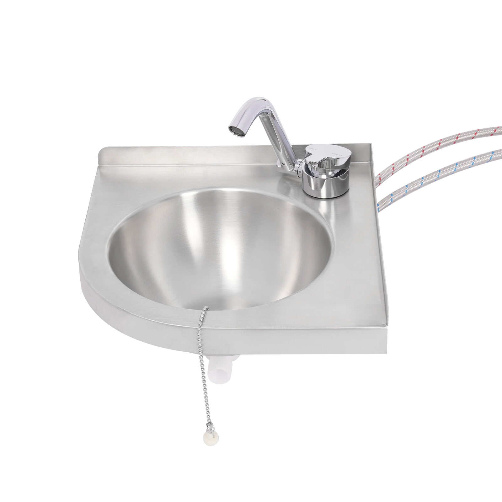 ToppiJoy Stainless Steel Single Bowl Sink, Triangle Wash Basin Thick Small Sink Corner for Kitchen Bathroom Lavatory (Silver)