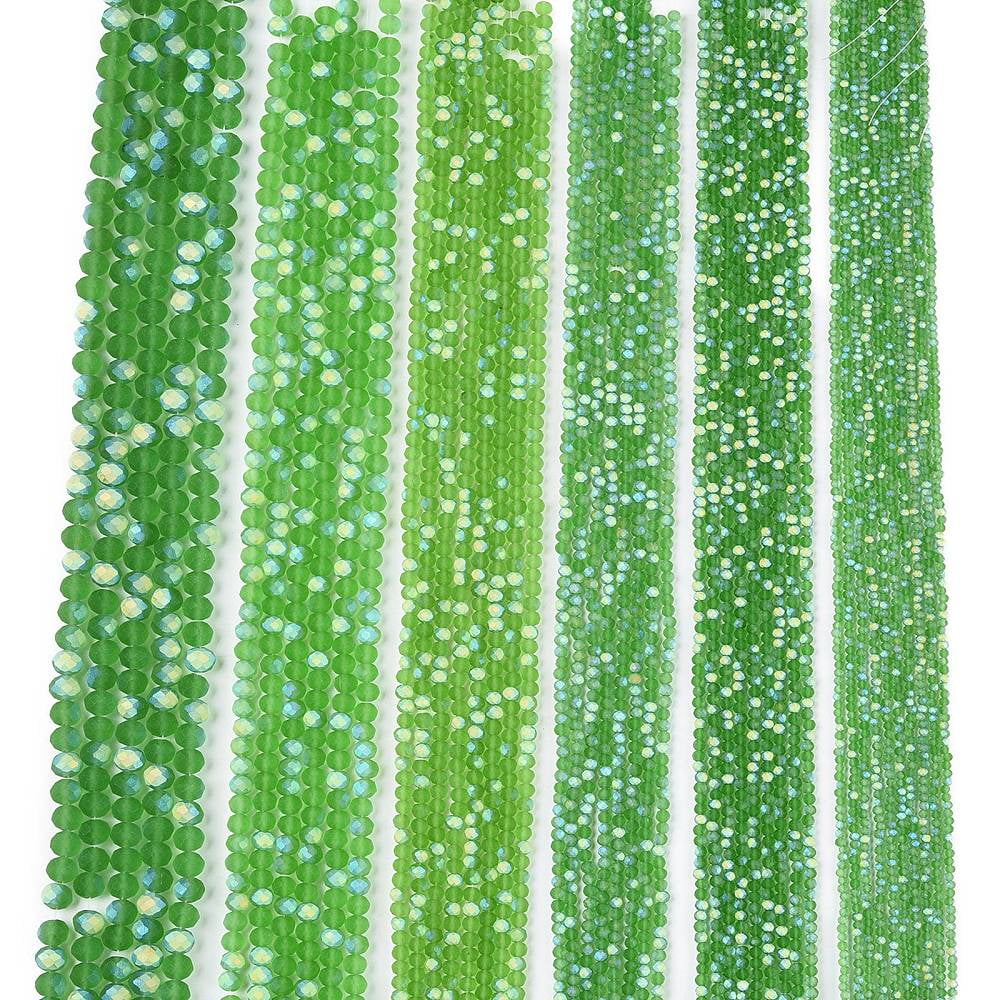Transparent Glass Beads Strands Faceted Frosted Half AB Color Plated Rondelle Green 8x6mm Hole: 1mm about 60~62pcs/strand 39~40cm