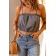 thumbnail image 3 of ABPHQTO Camiseta corta sin mangas gris con tirantes finos y dobladillo ajustado con volantes para mujer, 3 of 5