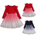 thumbnail image 1 of SBYOJLPB Robe à Manches Longues pour Enfants Col Rond Couleur Unie avec Jupe en Maille Élégante Style Princesse pour Petites Filles Robe de Soirée, 1 of 5