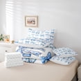 thumbnail image 6 of jejeloiu Kawaii Bowtie Cartoon Bow 7-Piece Twin Bedding Sets,Blue White Bedding Comforter Set For Girl Kids Reversible, 6 of 8