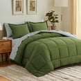 thumbnail image 2 of RUIKASI 7 Pieces Olive Green/Light Grey Queen Bed Comforter Set with Sheets - Bed in a Bag with Comforter and All Season Sheets, Pillowcases, 2 of 8