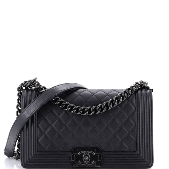 Pre-Owned So Black Boy Flap Bag Quilted Lambskin Old Medium By Rebag
