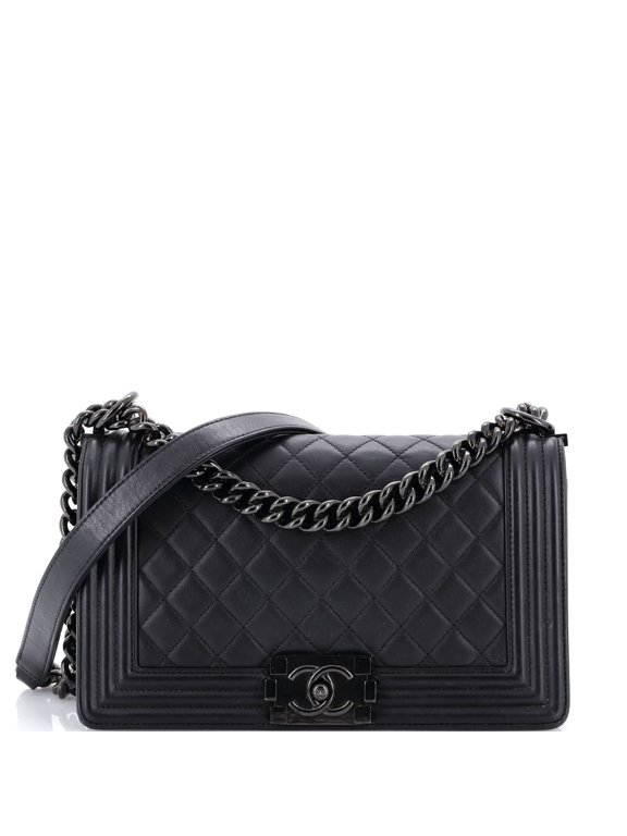 Pre-Owned So Black Boy Flap Bag Quilted Lambskin Old Medium By Rebag
