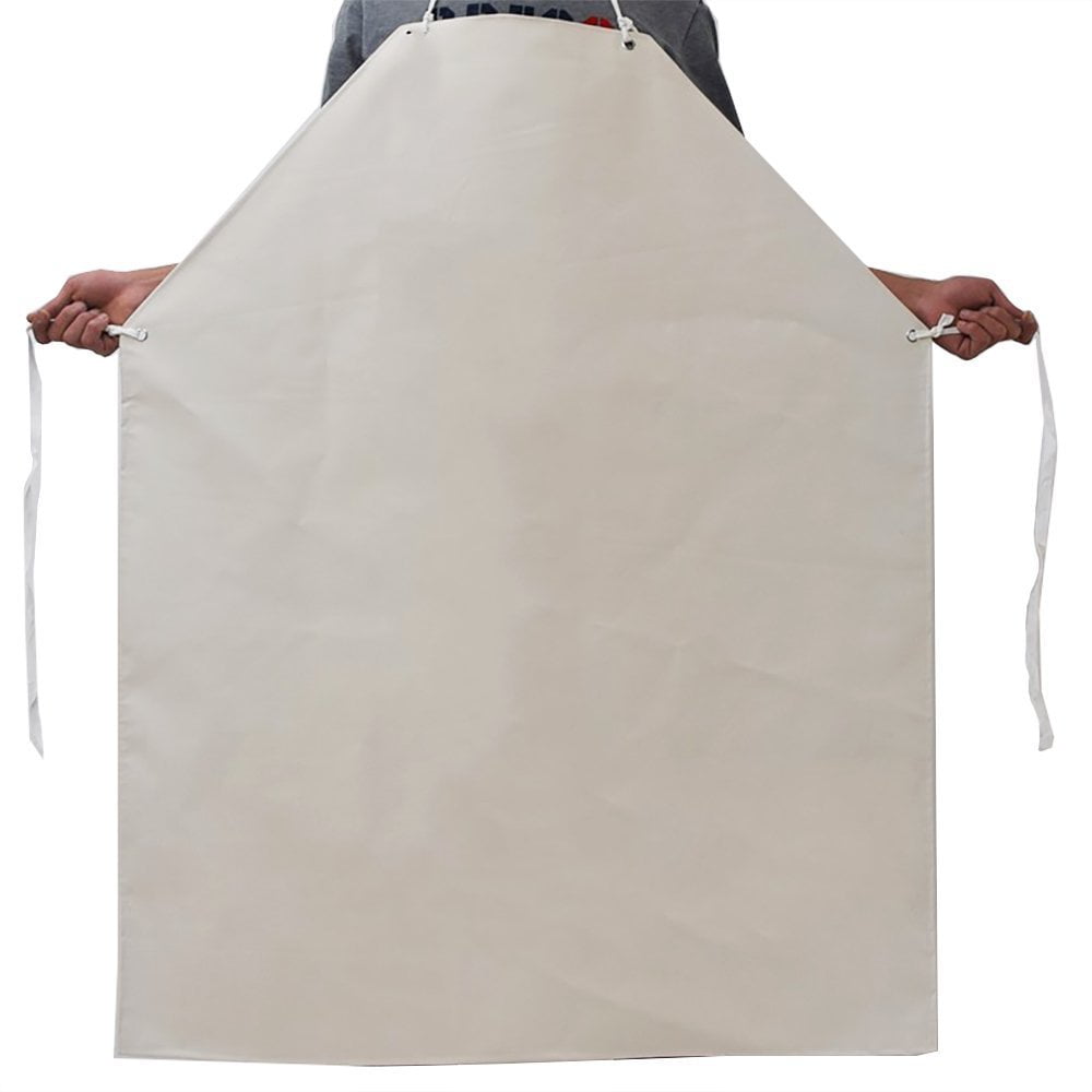 Novo Waterproof Rubber Apron,47Inchx35Inch White,Thickened, with Neck