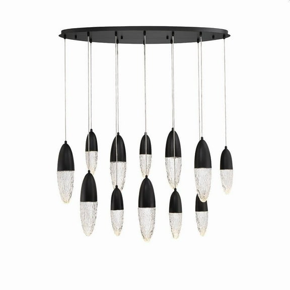 60W 12 Led Chandelier in Modern and Contemporary Style-16 inches Tall and 14 inches Wide-Black Finish Bailey Street Home 79-Bel-4636022