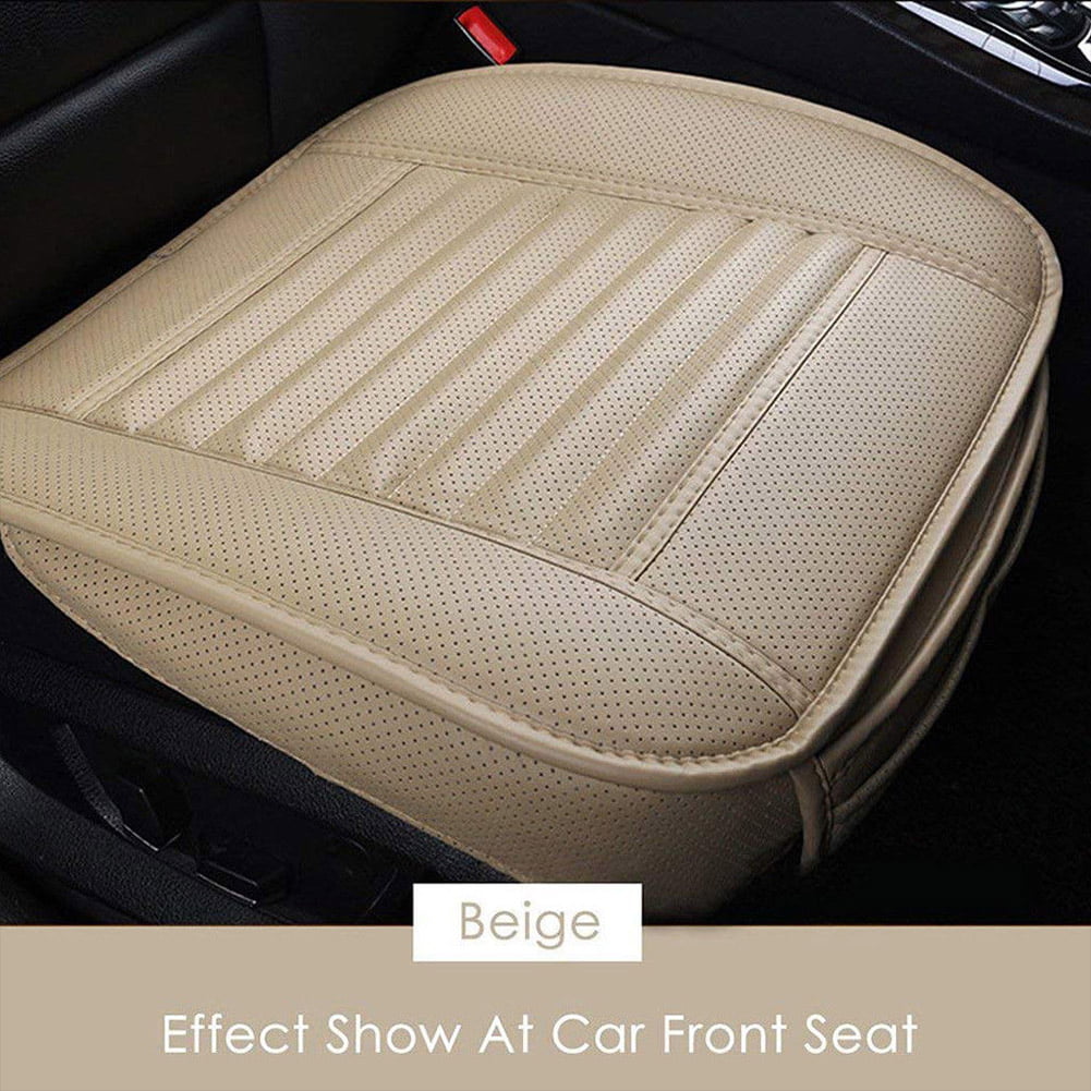 Beige PU Rear Car Full Surround Seat Cover Bamboo Charcoal Breathable Cushion