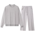 thumbnail image 2 of Stamozd Mens Track Suits 2 Piece Set Solid Color Crewneck Sweatshirt Casual Sweatpants with Pocket Loose Active Sweatsuits for Men Gray S, 2 of 5
