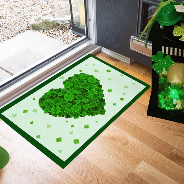 Decoraciones del Día de San Patricio, Alfombra del Día de San Patricio, Tres Tamaños, Felpudo de Entrada de Lana Sintética, Felpudo Antideslizante para Baño, Patrón de Dibujos Animados, Decoración del