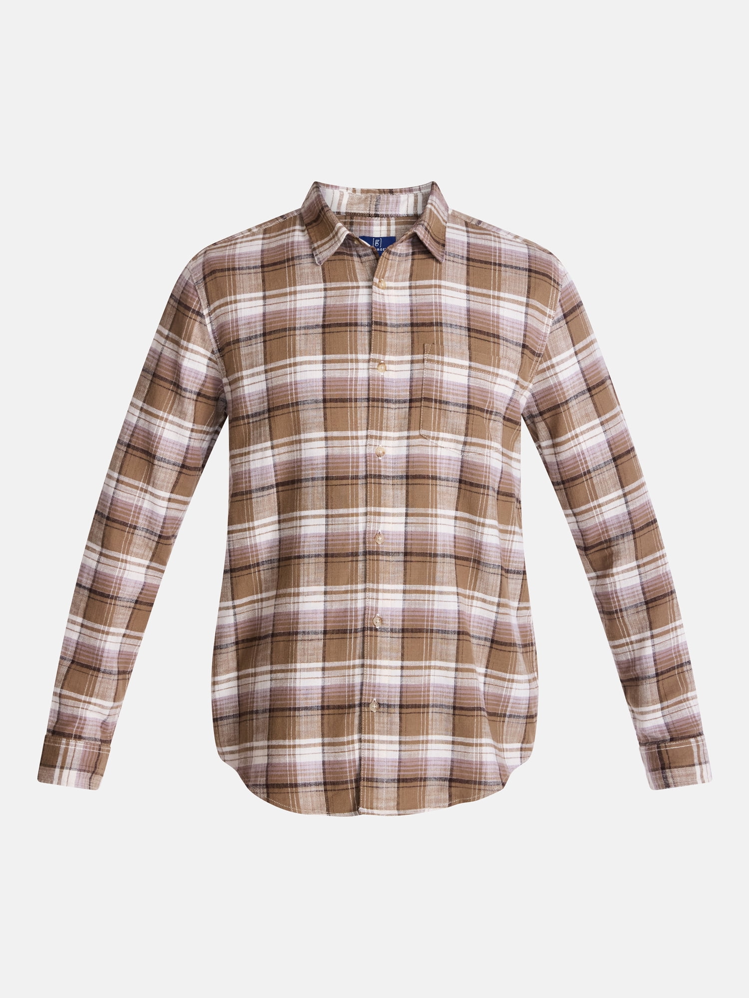 George Men's and Big Men's Slub Cotton Shirt with Long Sleeves, Sizes S-3XL