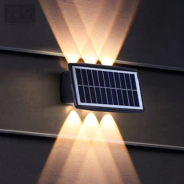 Lámpara de pared solar escalonada, lámpara de pared impermeable para exteriores, lámpara de jardín solar luminosa de subida y bajada, decoración de ambiente paisajístico